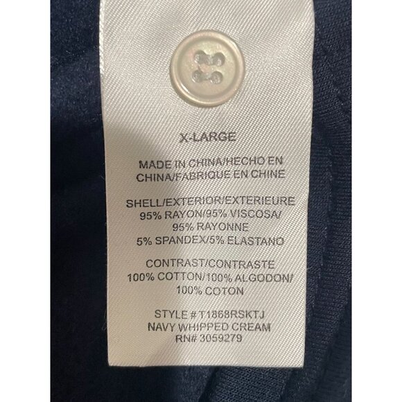 Thread & Supply Navy & Cream Striped Collared Long-Sleeve Polo Shirt X-Large - Picture 8 of 12